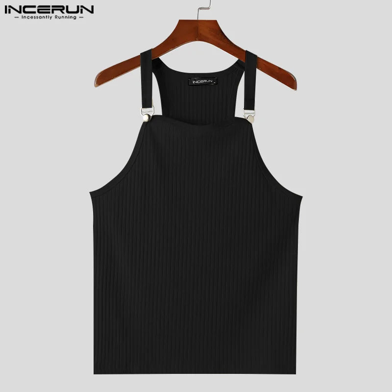 Incerun Tops 2024 koreanischen Stil neue Herren gestrickte Pit Strap Westen Sommer lässig Streetwear Persönlichkeit ärmellose Tanktops S-5XL