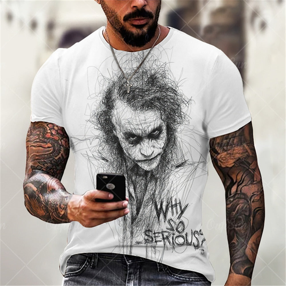 Herren Fashion Vintage  Joker 3D T-Shirt Rundhals Unisex Sommer Streetwear
