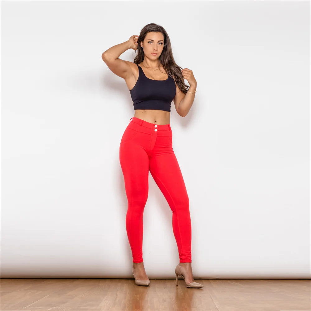 Damen Leggins Denim Look Leggings Sexy Push Up Jeans Hose Jeanshose Stretchhose