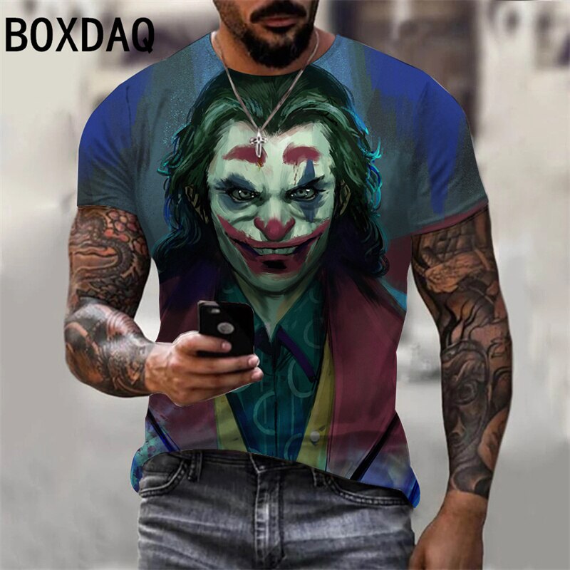 Herren Fashion Vintage  Joker 3D T-Shirt Rundhals Unisex Sommer Streetwear