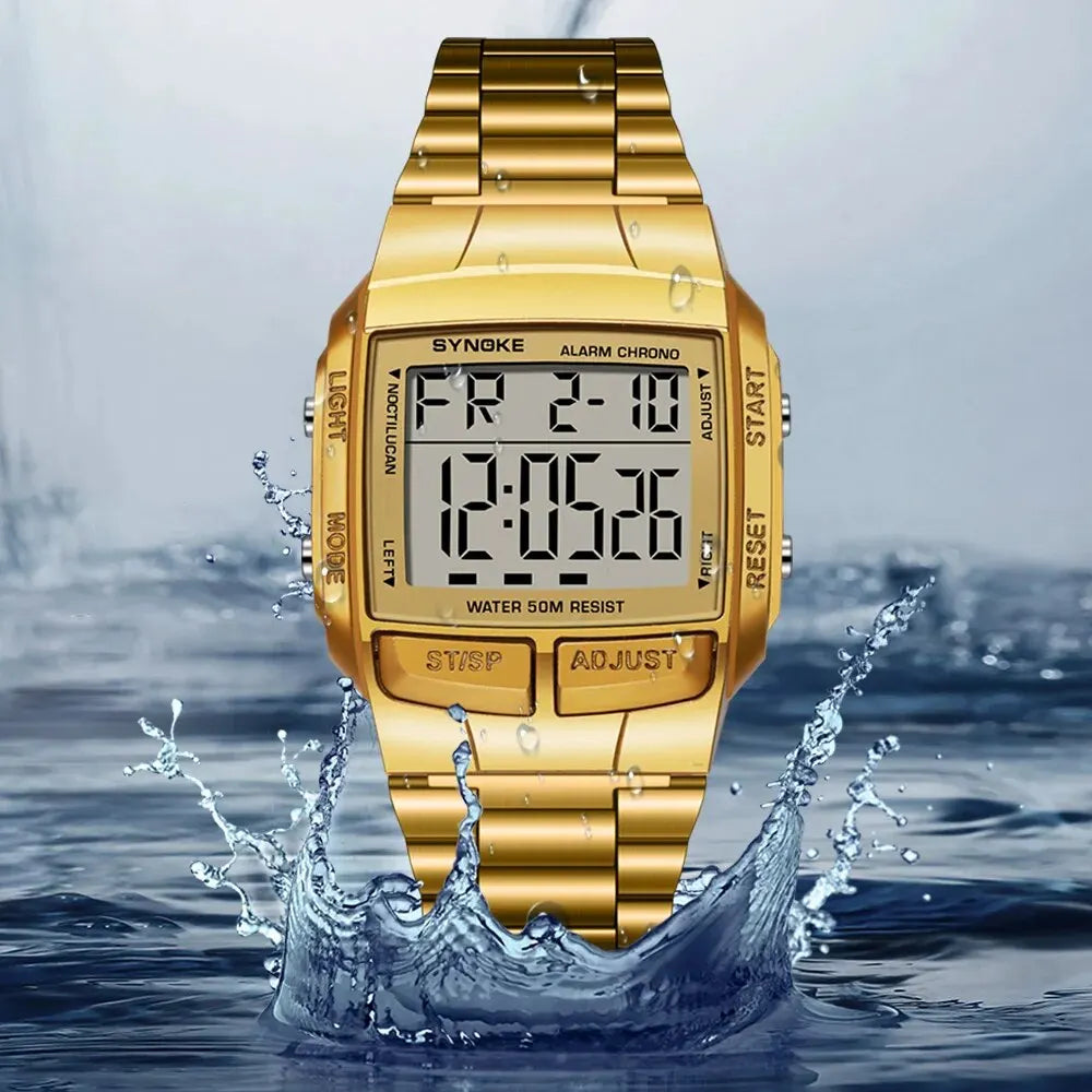 Herren Armbanduhr Digital Uhr Silber Edelstahl Quarzuhr Luxus Chronograph