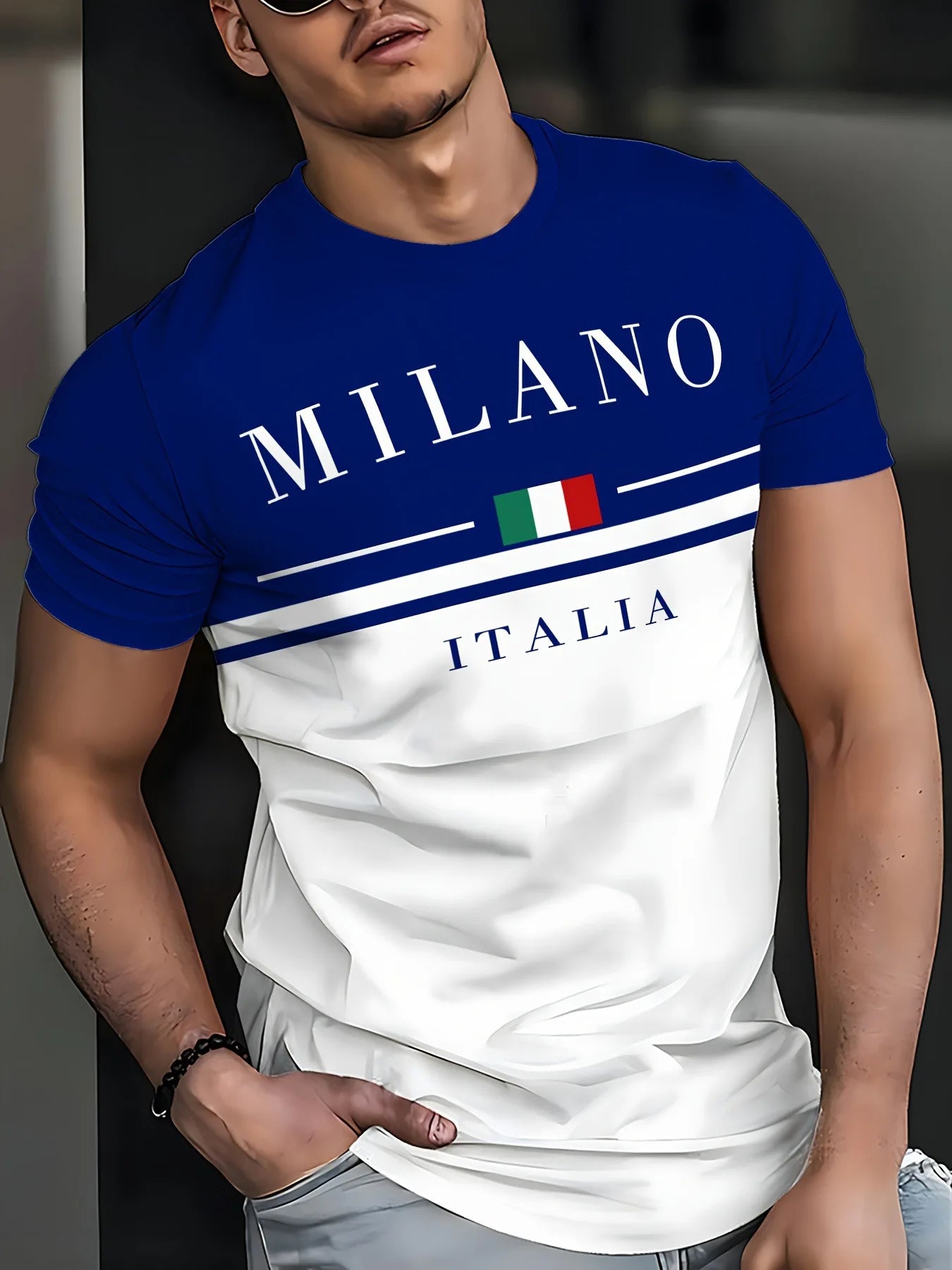 T-Shirt Uomo Manica Corta Italia Milano Maglietta Camicia Maglia Italy