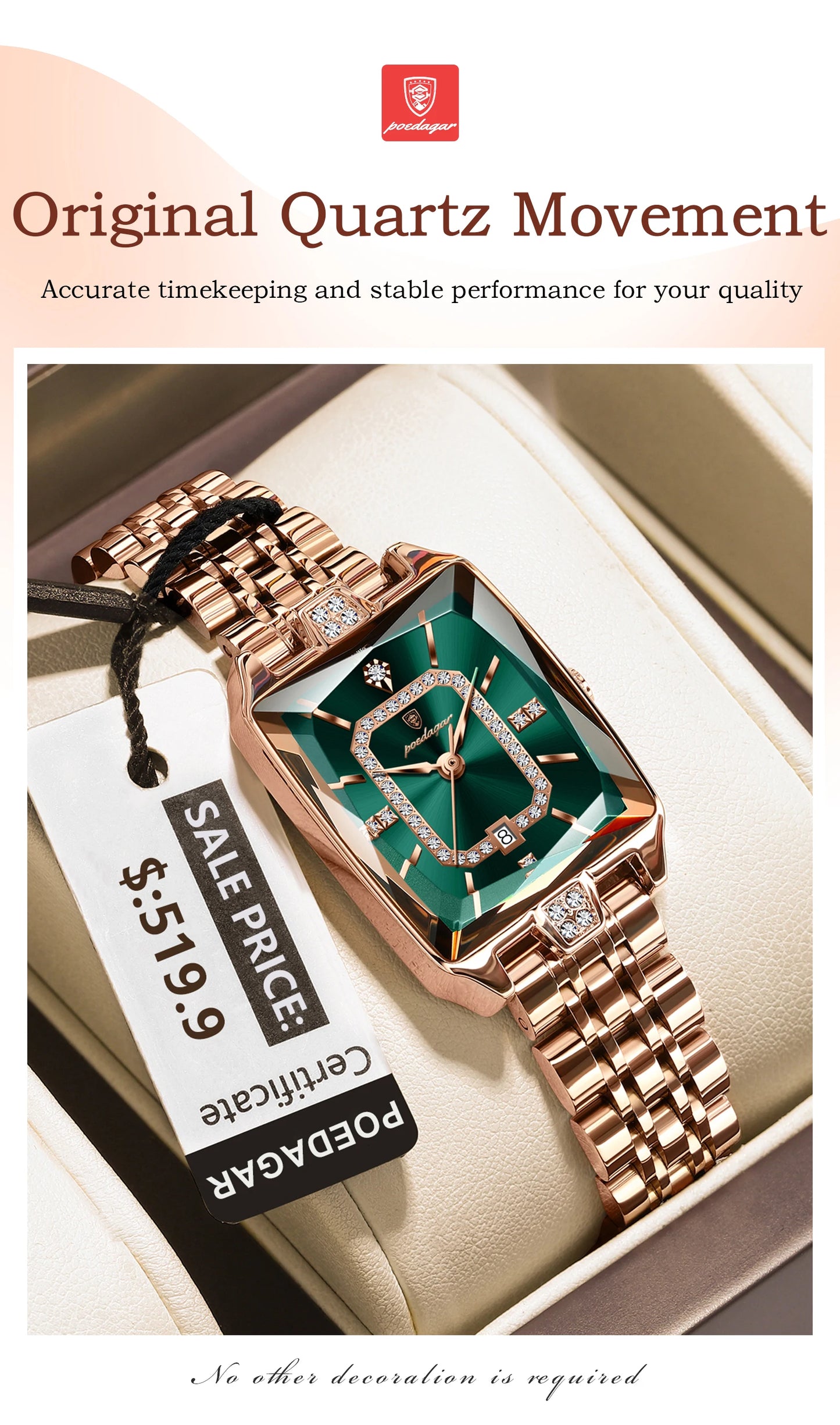 Orologio da Polso Donna Quarzo Quadrante Acciaio Inossidabile Classico Elegante