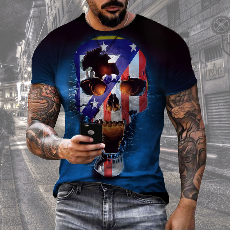 Herren Horror Skulls 3D T-Shirt Rundhals Unisex Sommer Streetwear Motorcycle