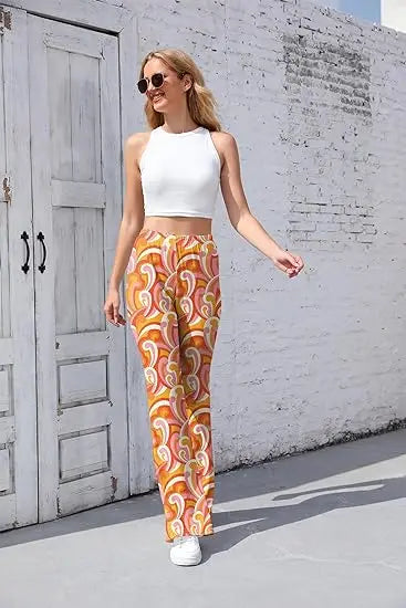 Pantaloni Yoga donna a gamba larga Leggins Svasati Sportivi Fitness Tuta Retro