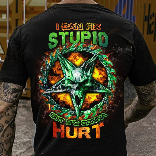 Herren Metal Skull Horror 3D T-Shirt Rundhals Unisex Sommer Streetwear