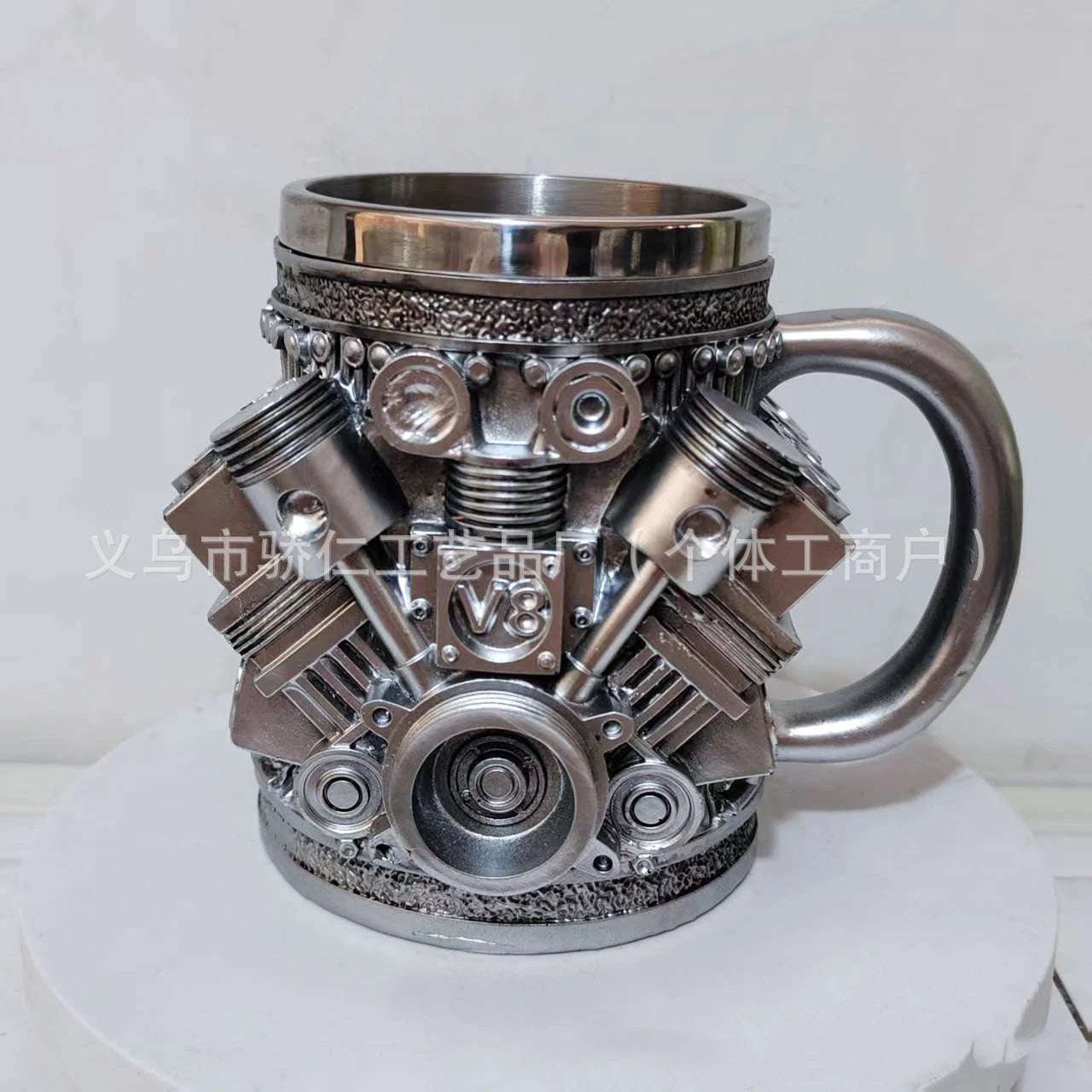 Edelstahl-Kaffeebecher Mug V8-Motoren-Motiv Kaffeetasse Becher Tasse Geschenk