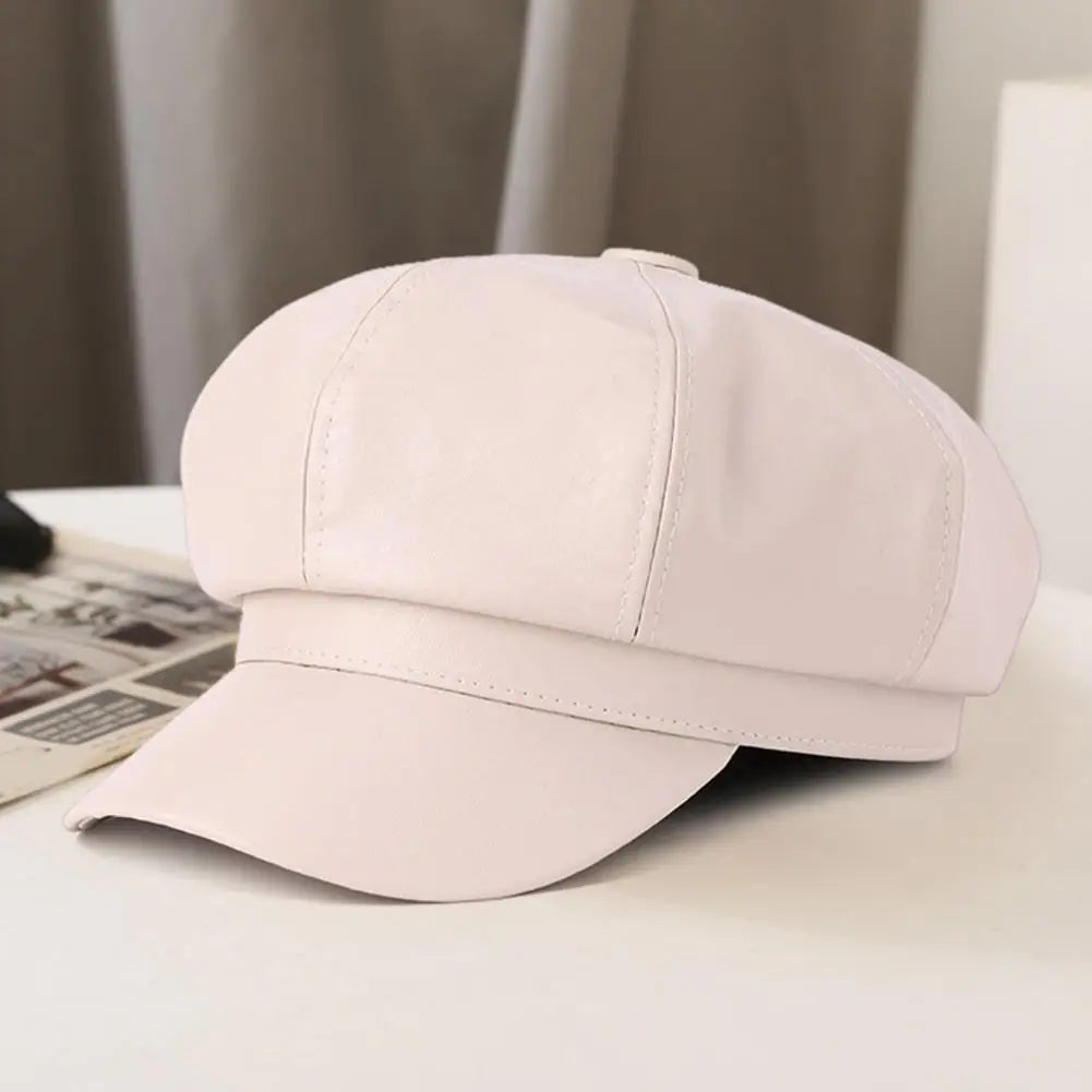 Damen Mütze Pu Kunstleder Leder Hut Schirmmützen Baskenmütze Flatcap Ballonmütze
