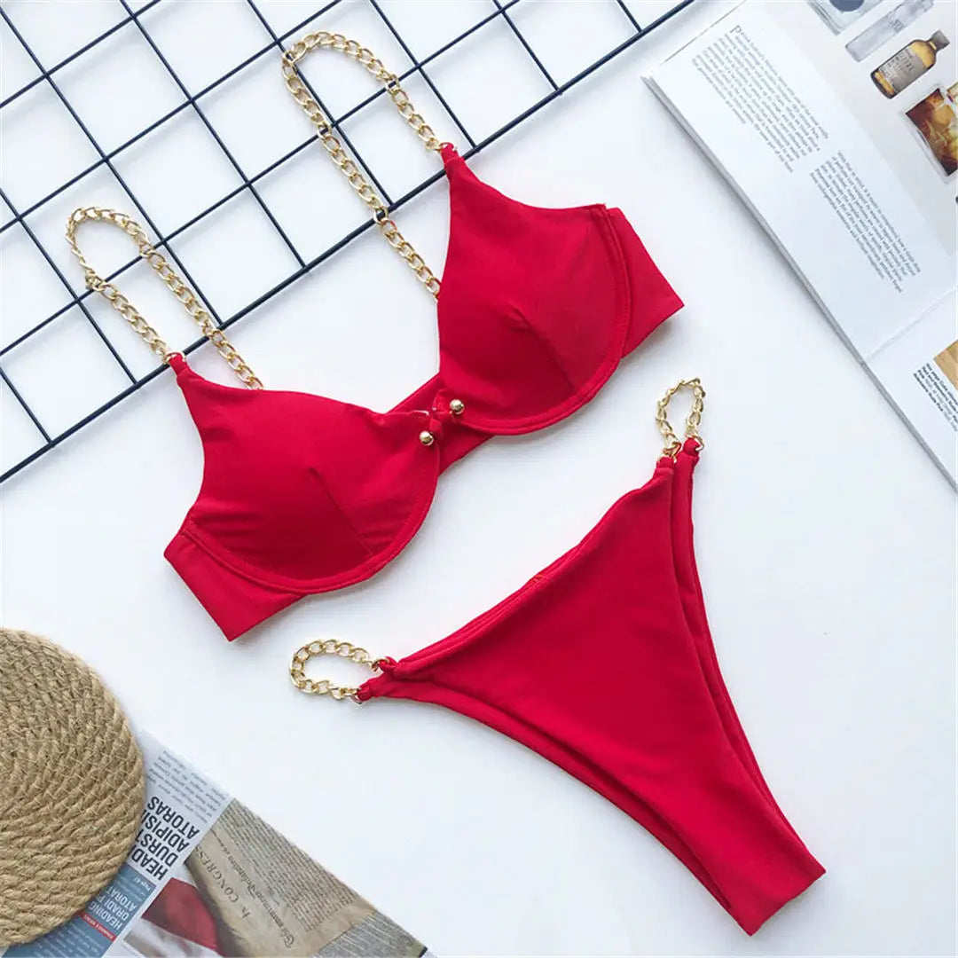 Frauen Bademode High Cut Bikini Set Sexy Push Up Badeanzug Damen Tanga Swimwear