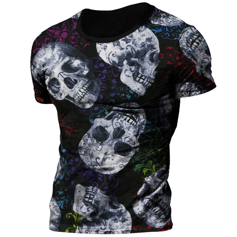 Herren Horror Skulls 3D T-Shirt Rundhals Unisex Sommer Streetwear