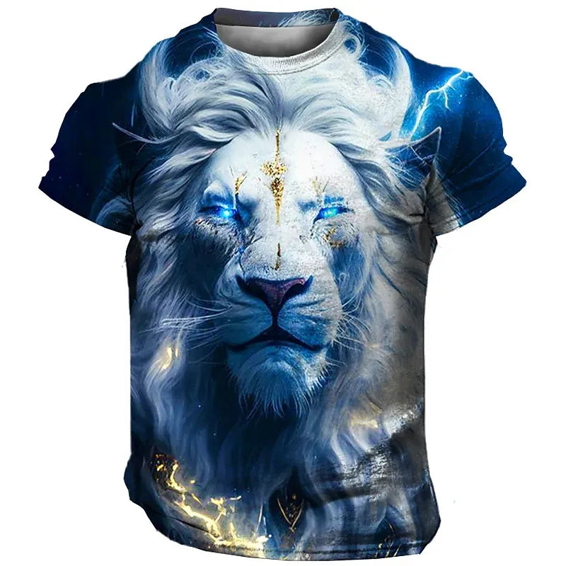 Männer Herren Fashion Lion 3D T-Shirt Rundhals Unisex Sommer Streetwear