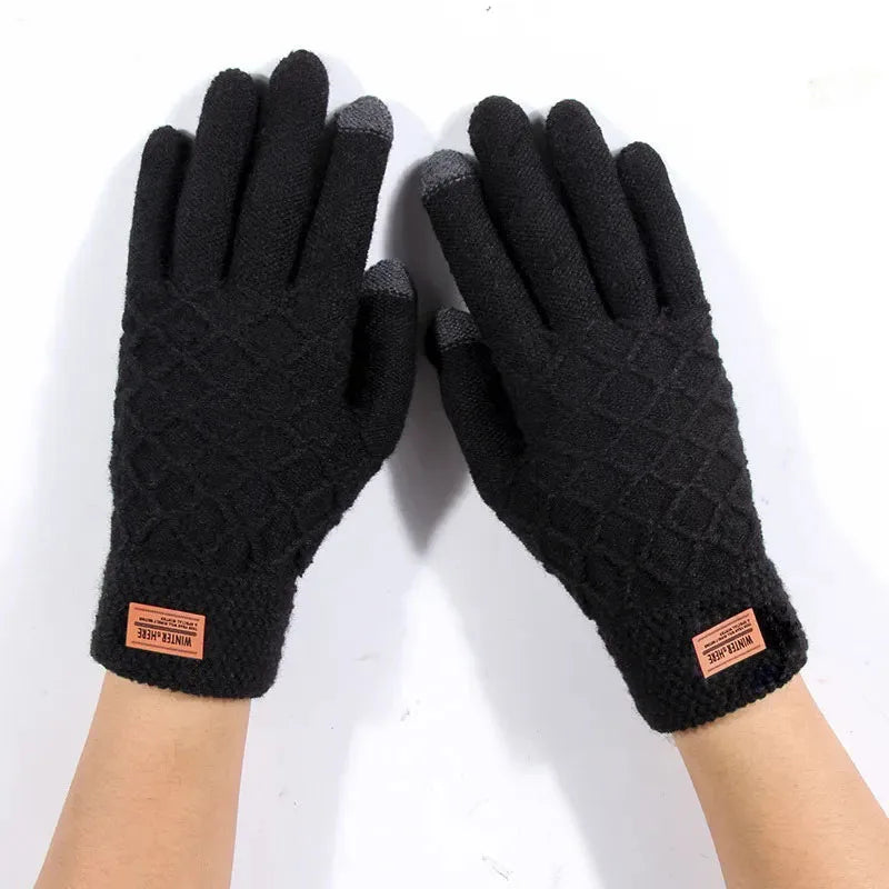 Damen Handschuhe Herbst Winter Gestrickte Damenhandschuhe Fäustlinge Touchscreen