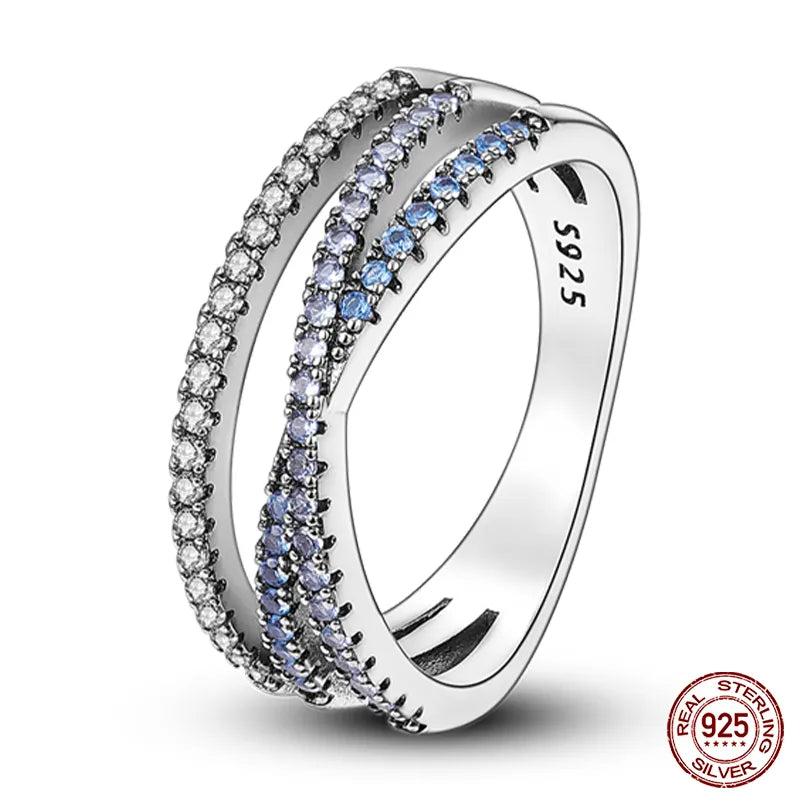 Massiv Sterling Silber 925 Ring filigran Fashion Damenring mit AAA Zirkonia