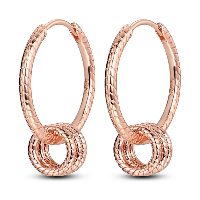 1 Paar Creolen aus 925 sterling Silber Rosegold Ohrringe Zirkonia Ohrstecker