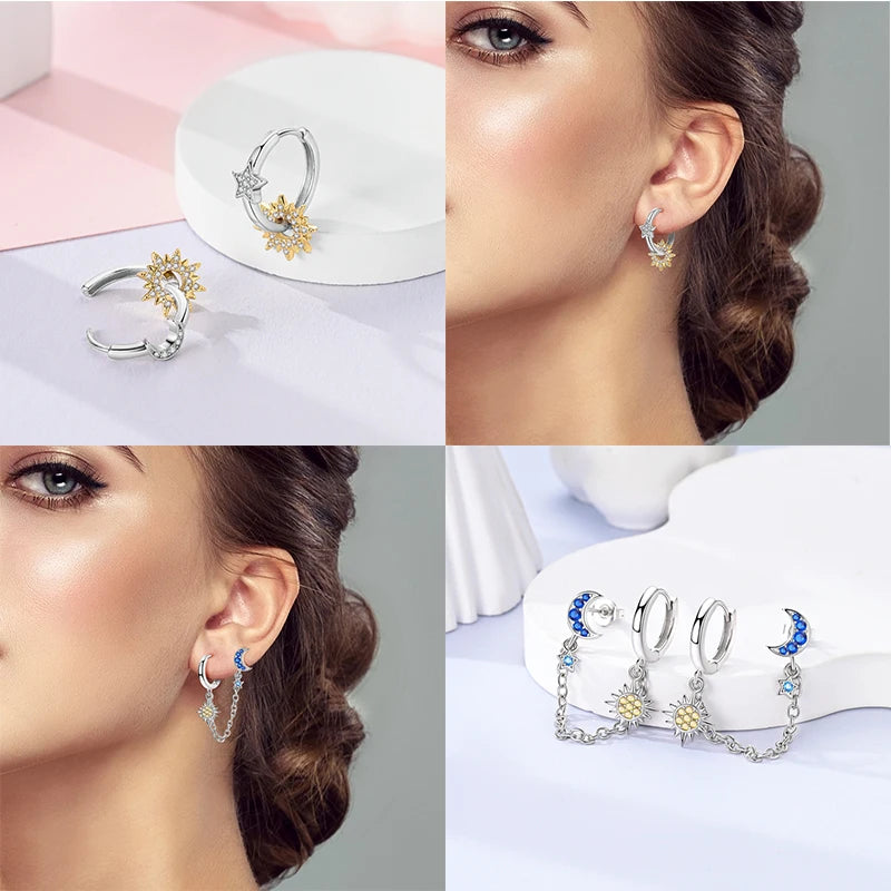 Creole Argento 925 Sterling Zirconi | Orecchini Eleganti Ipoallergenici Regalo