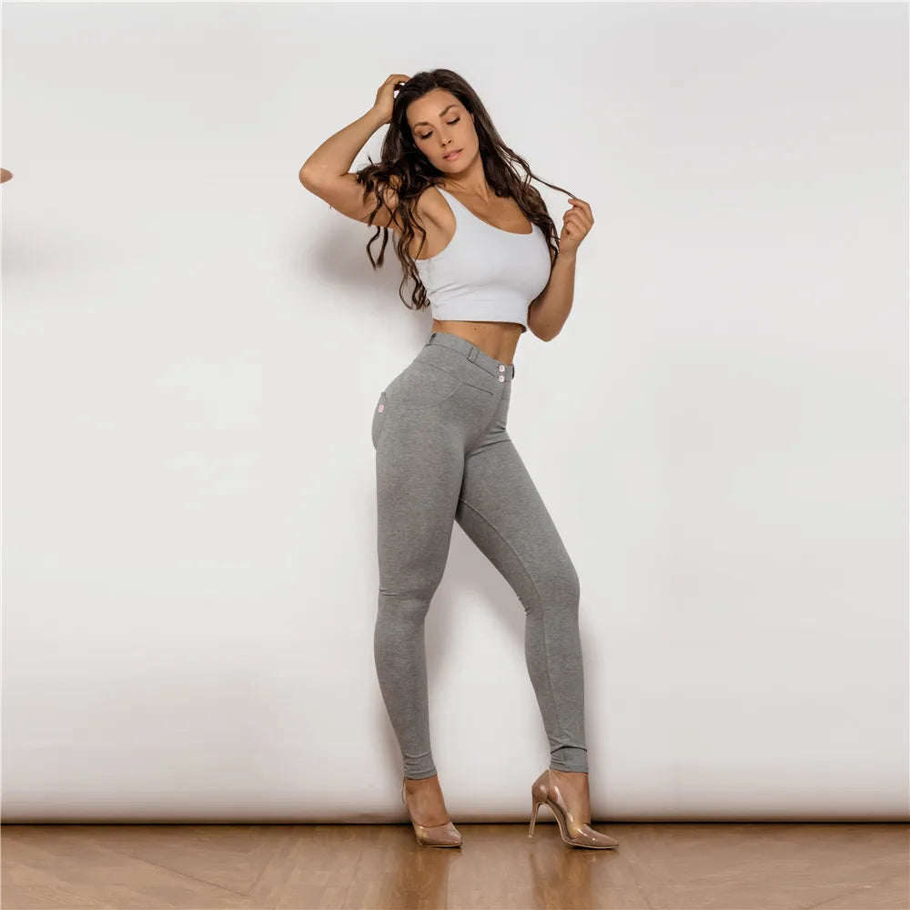 Damen Leggins Denim Look Leggings Sexy Push Up Jeans Hose Jeanshose Stretchhose