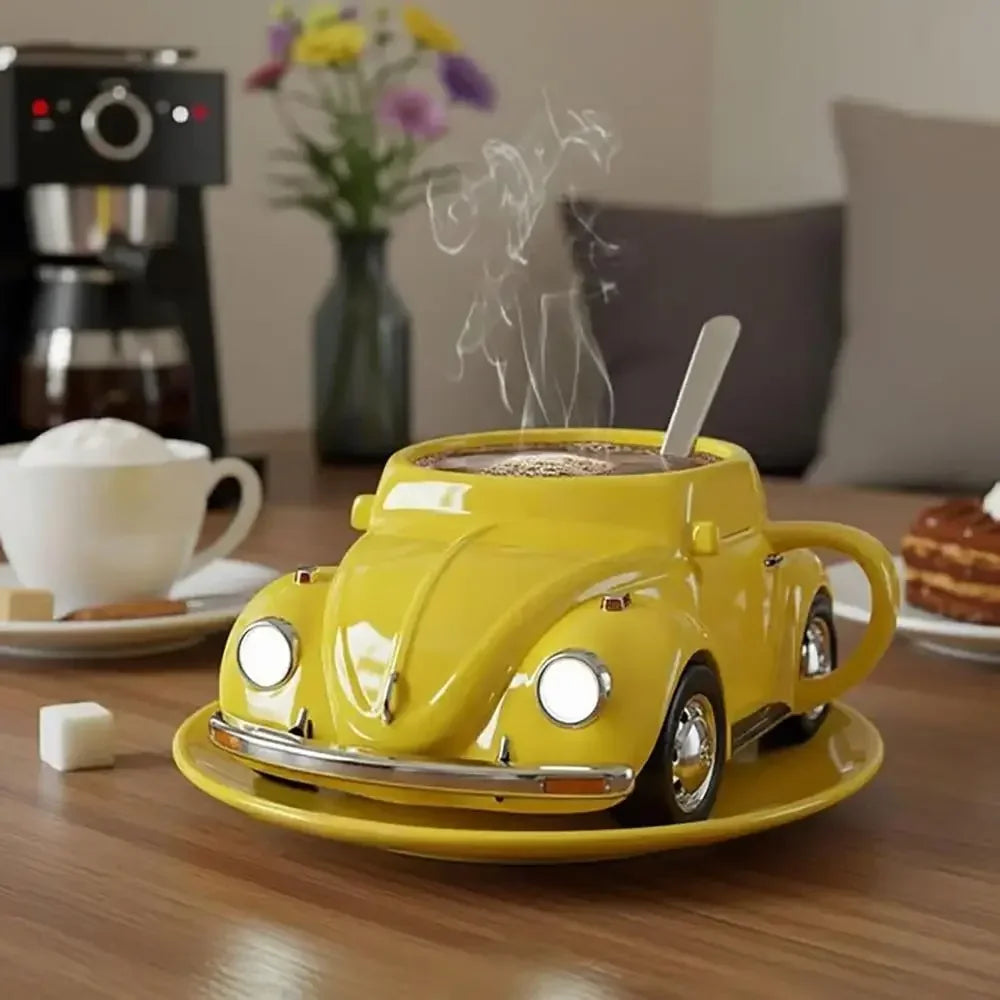 Edelstahl Kaffeebecher Mug VW Beetle-Motiv Kaffeetasse Becher Tasse Geschenk