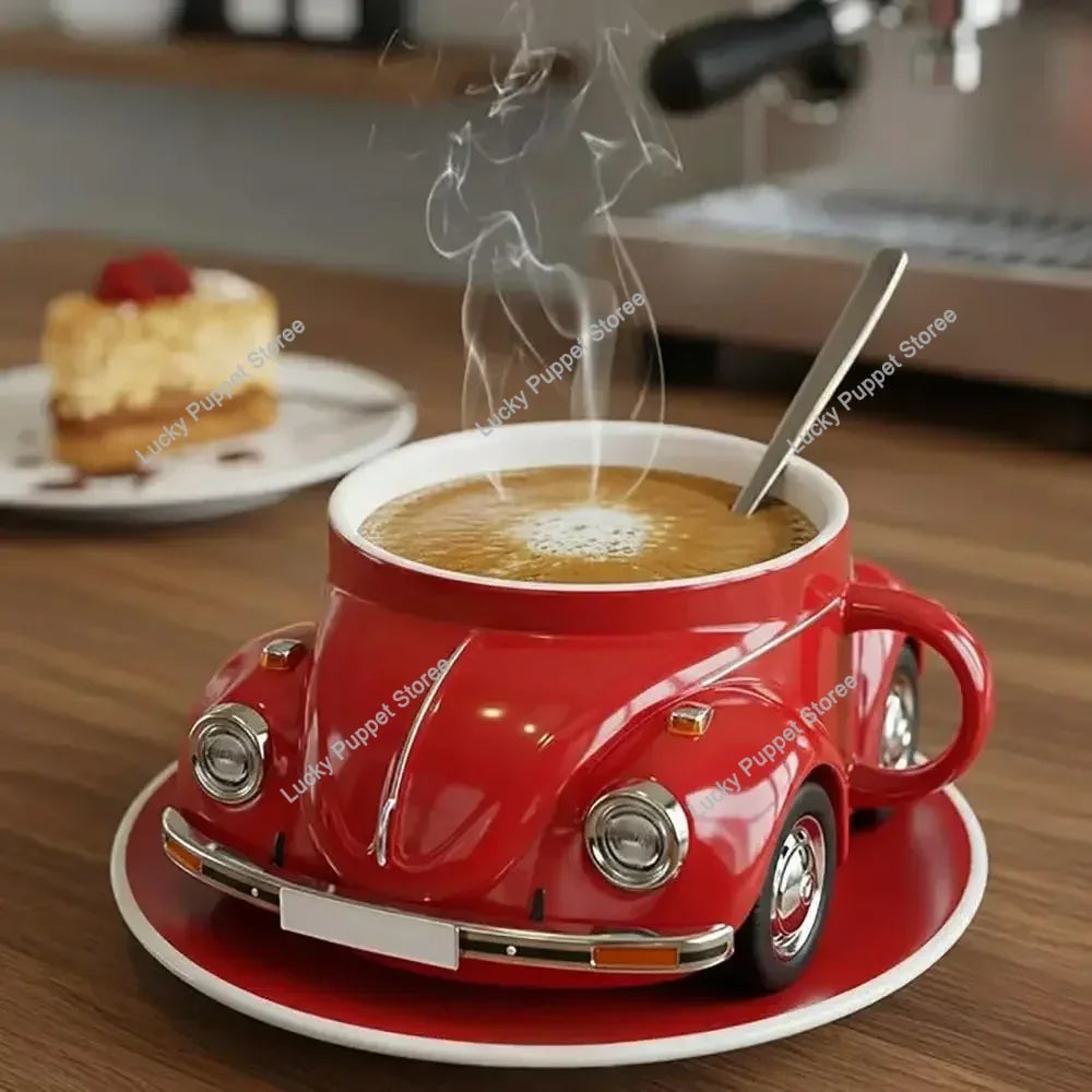 Edelstahl Kaffeebecher Mug VW Beetle-Motiv Kaffeetasse Becher Tasse Geschenk
