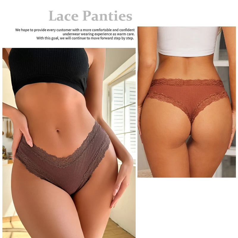 5Stk Frauen Spitze Tanga String Höschen Sexy Schlüpfer Slip Dessous Unterwäsche