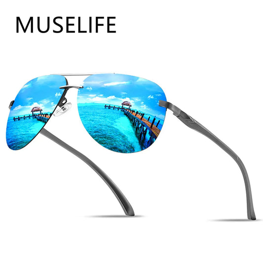 Aluminium Herren Sonnenbrille Polarisiert UV400 Schutz HD Fahren Pilotenbrille