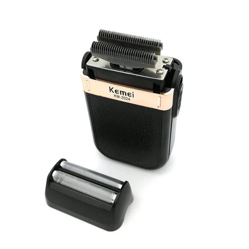 Kemei KM-2024 Elektrorasierer mit USB-Aufladung, zusätzlicher Schneidkopf, hin- und hergehender Twin-Blade-Rasierer, Bartschneider