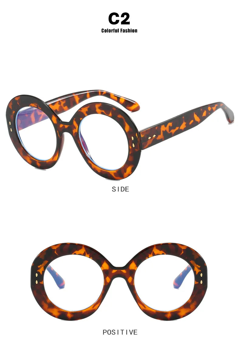 Damen Sonnenbrille Designer Luxus Brille Runde Übergröße Gläser Vintage UV400