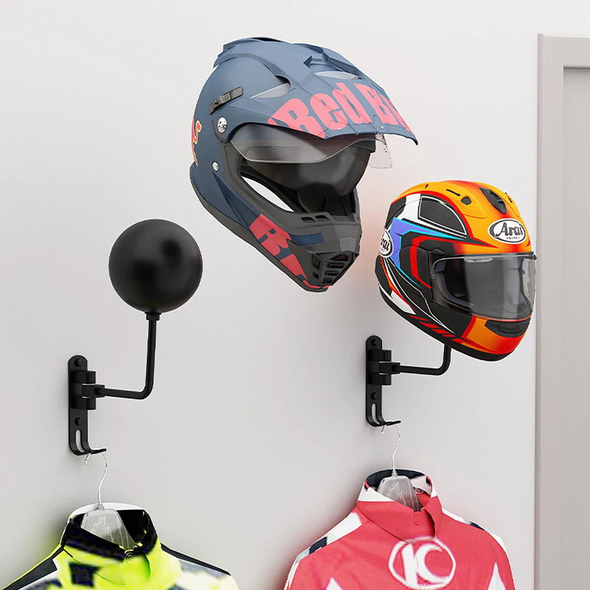 Supporto Staffa Porta Casco Moto Tondo Gancio Da Parete Appendiabiti Guardaroba