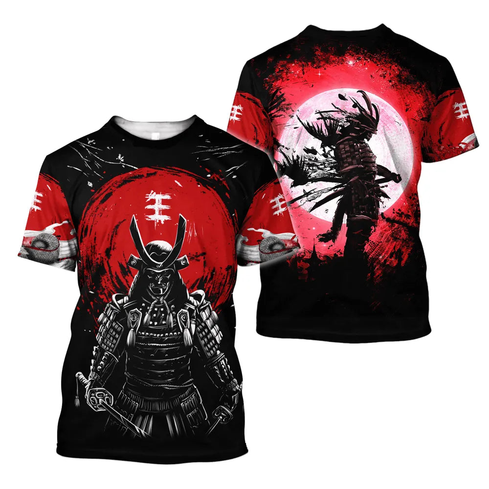 Herren Samurai Oversized 3D T-Shirt Rundhals Unisex Sommer Streetwear