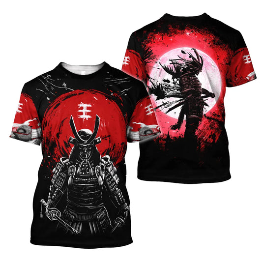 Herren Samurai Oversized 3D T-Shirt Rundhals Unisex Sommer Streetwear