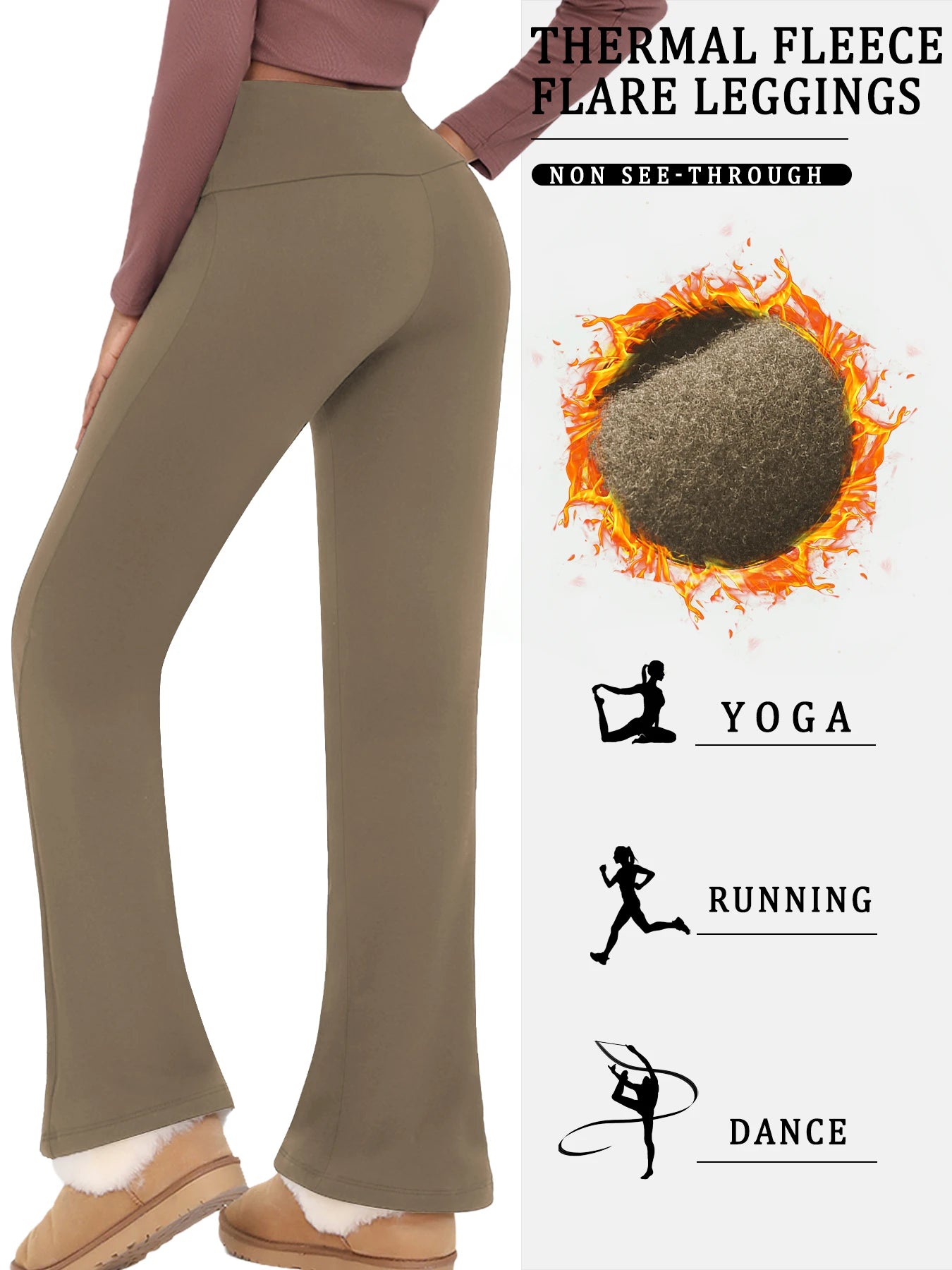 Frauen Hose Winter Leggins Warm Thermohose Innenfleece Blickdichte Strumpfhose