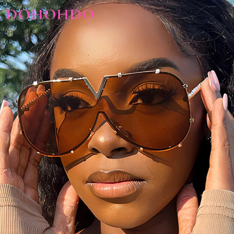 Damen Sonnenbrille Designer Luxus Brille Quadratische Übergröße Gläser Vintage