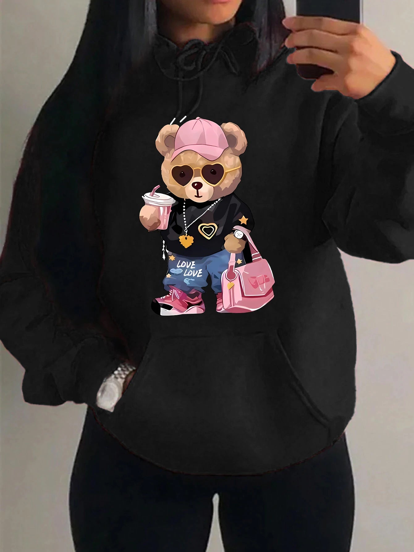 Teddybär Kapuzenpullover Sweatshirt Fleece Hoodie Pulli Damen Kapuzenpulli Shirt