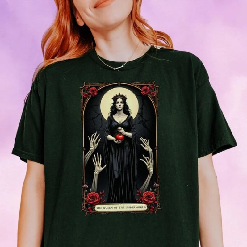 Damen Sommer Top Gothic T-Shirt Rundhals Streetwear lockeres Damentop Bluse
