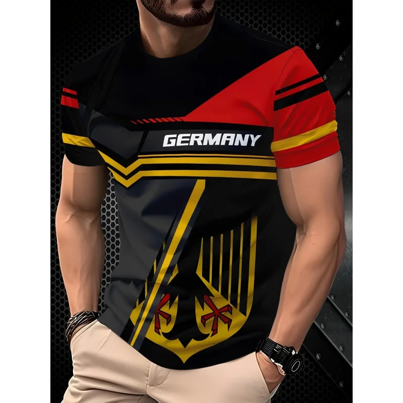 Herren T-Shirt Deutschland Trikot 3D Shirt Streetwear Tank Top Fitness Hemd