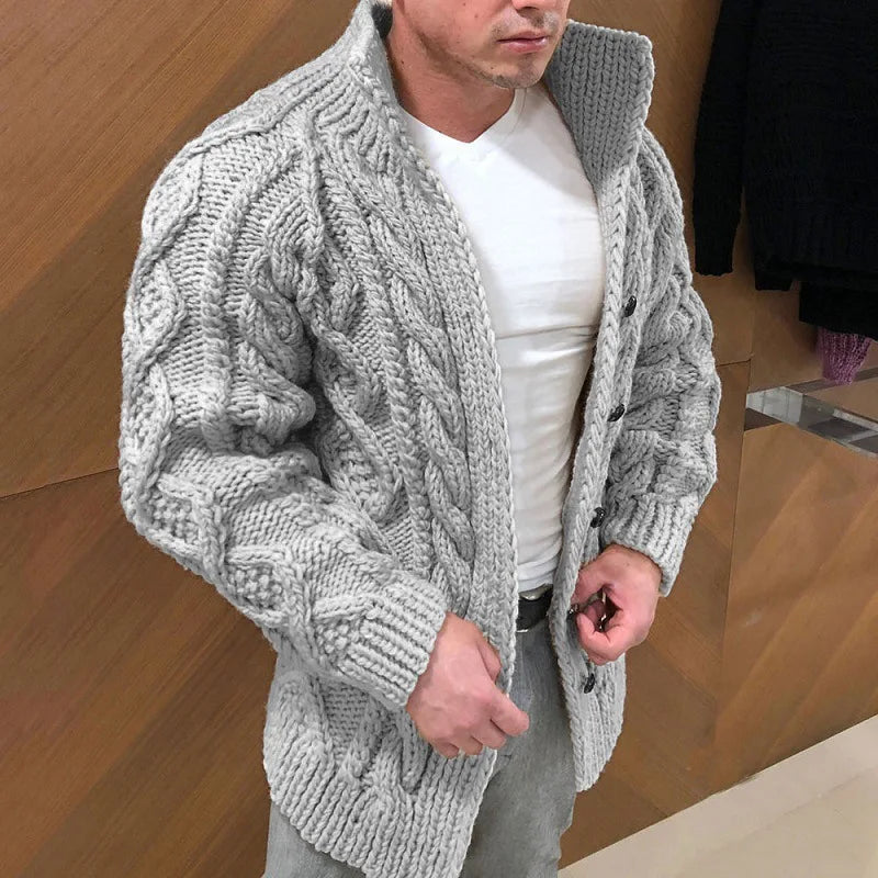 Herren Herbst Jacke Übergangsjacke Sweatjacke Sweater Strickjacke mit Zopfmuster