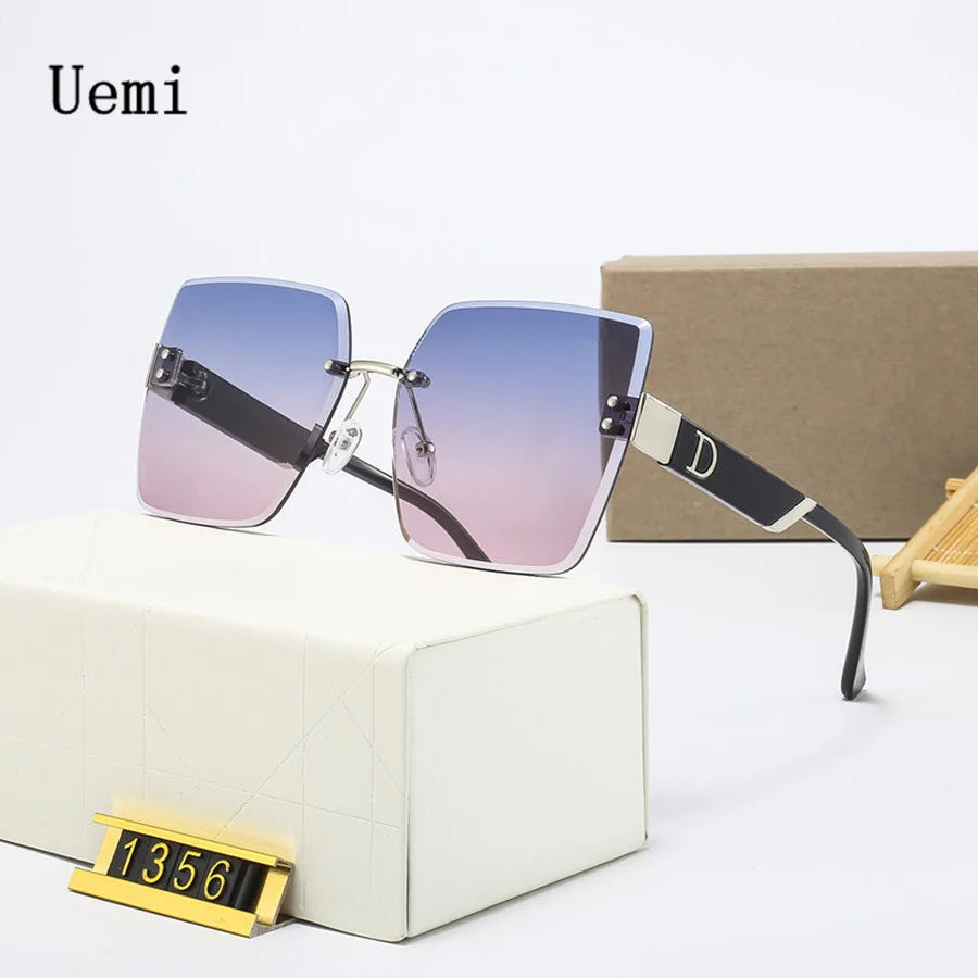 Designer Luxus Sonnenbrille Damen Quadratische Übergröße Gläser Vintage UV400