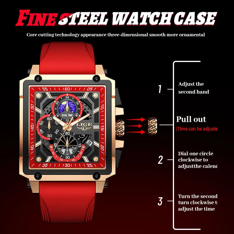 Orologio Uomo Quarzo Acciaio Inossidabile Orologio digitale Cronografo sportivo