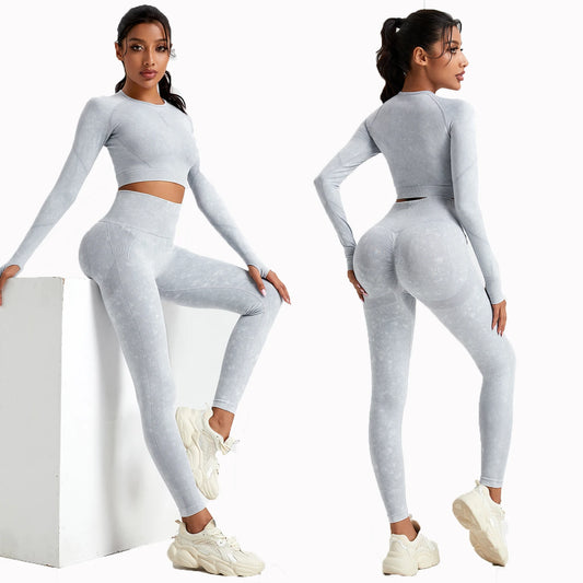 Damen Leggings Push Up Stretch Leggins Yoga Fitness Hose Sport BH Set Top Gym