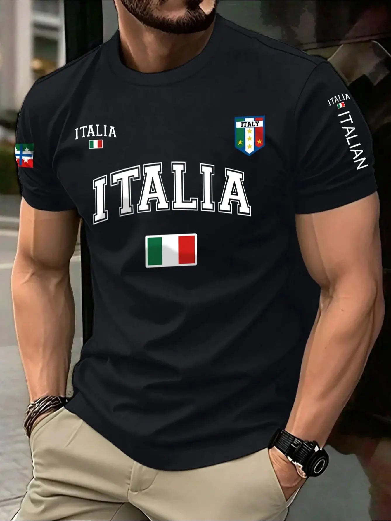 T-Shirt Uomo Manica Corta Italia Tops Maglietta Camicia Maglia Italy