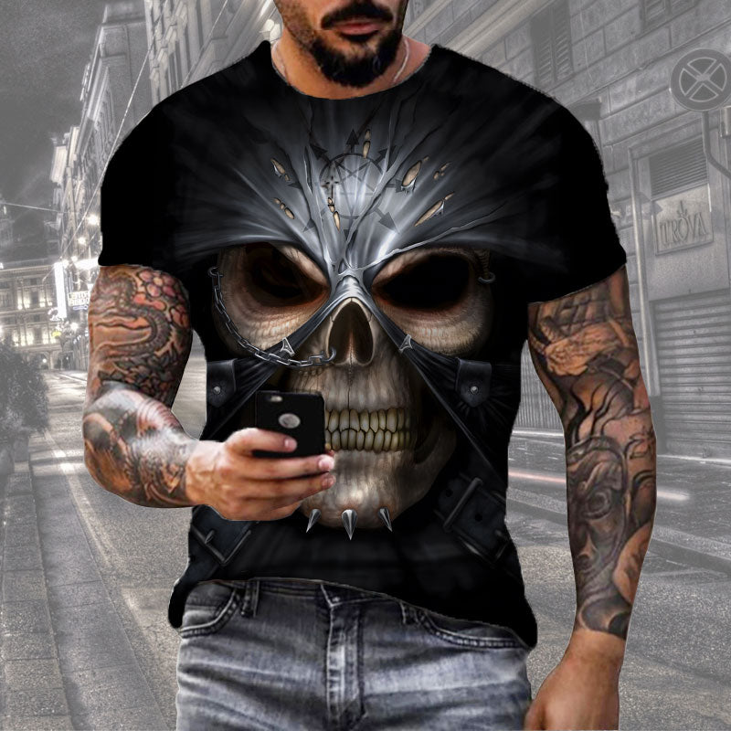 Herren Horror Skulls 3D T-Shirt Rundhals Unisex Sommer Streetwear Motorcycle