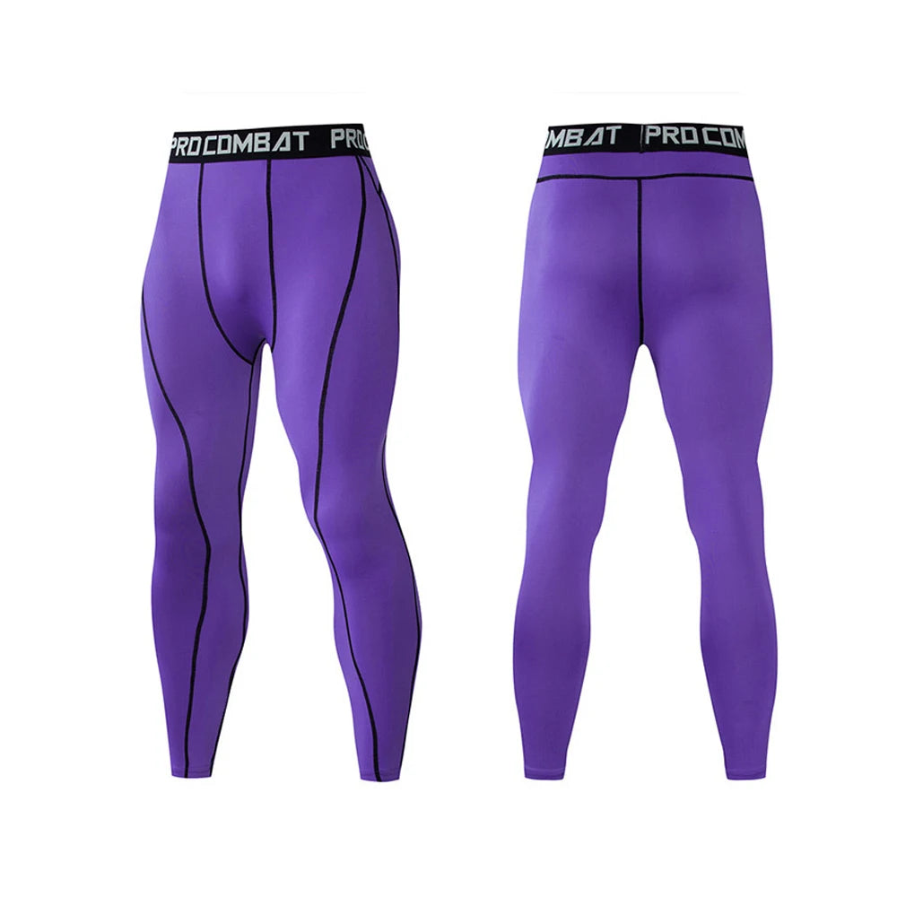 Pantaloni a Compressione da Uomo Leggings Calcio Corsa Palestra Leggins Calza
