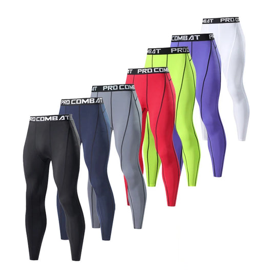 Pantaloni a Compressione da Uomo Leggings Calcio Corsa Palestra Leggins Calza