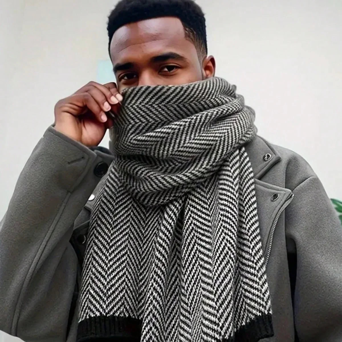 Herren Schal Winterschal Stola Schlauchschal Halstuch Wollschal Strickschal Loop
