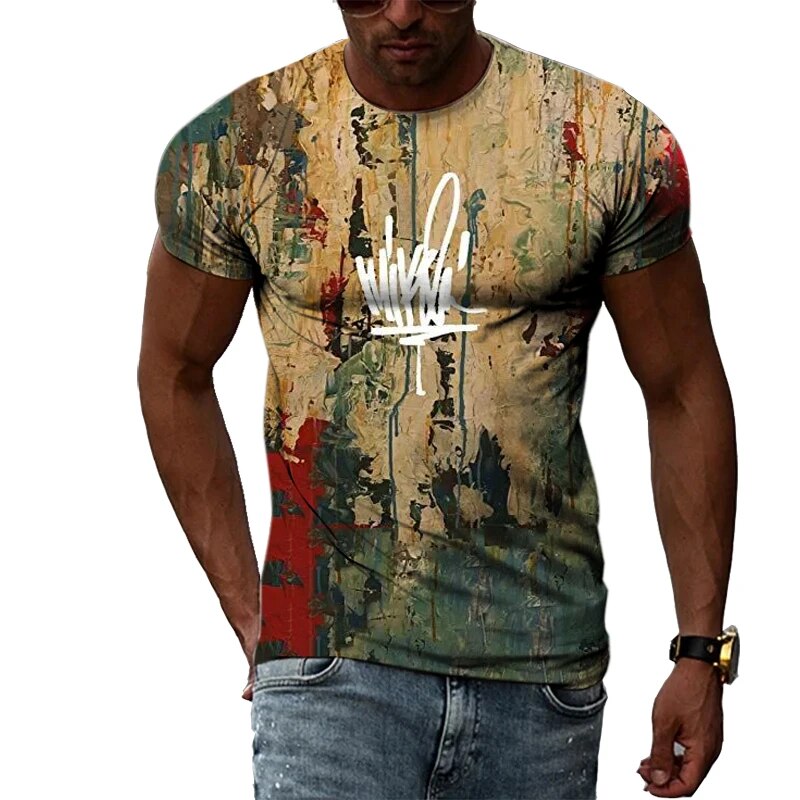 Herren Fashion Vintage 3D T-Shirt Rundhals Unisex Sommer Streetwear