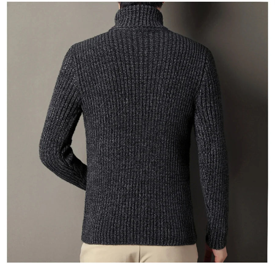 Herren Rollkragen Pullover Sweatshirt Pulli Zipper Sweater Shirt Langarmshirt