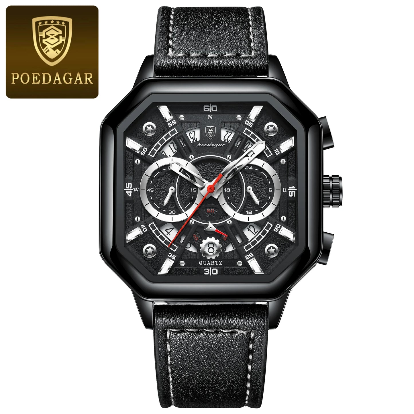Herren Armbanduhr Digital Uhr Silber Edelstahl LED Quarzuhr Luxus Chronograph