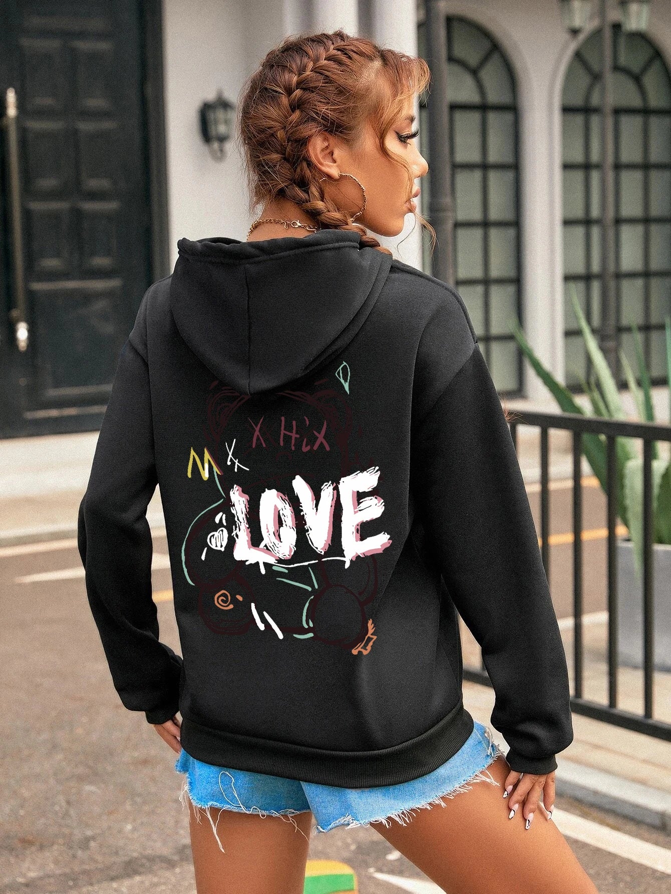 Teddybär Kapuzenpullover Sweatshirt Fleece Hoodie Pulli Damen Kapuzenpulli Shirt