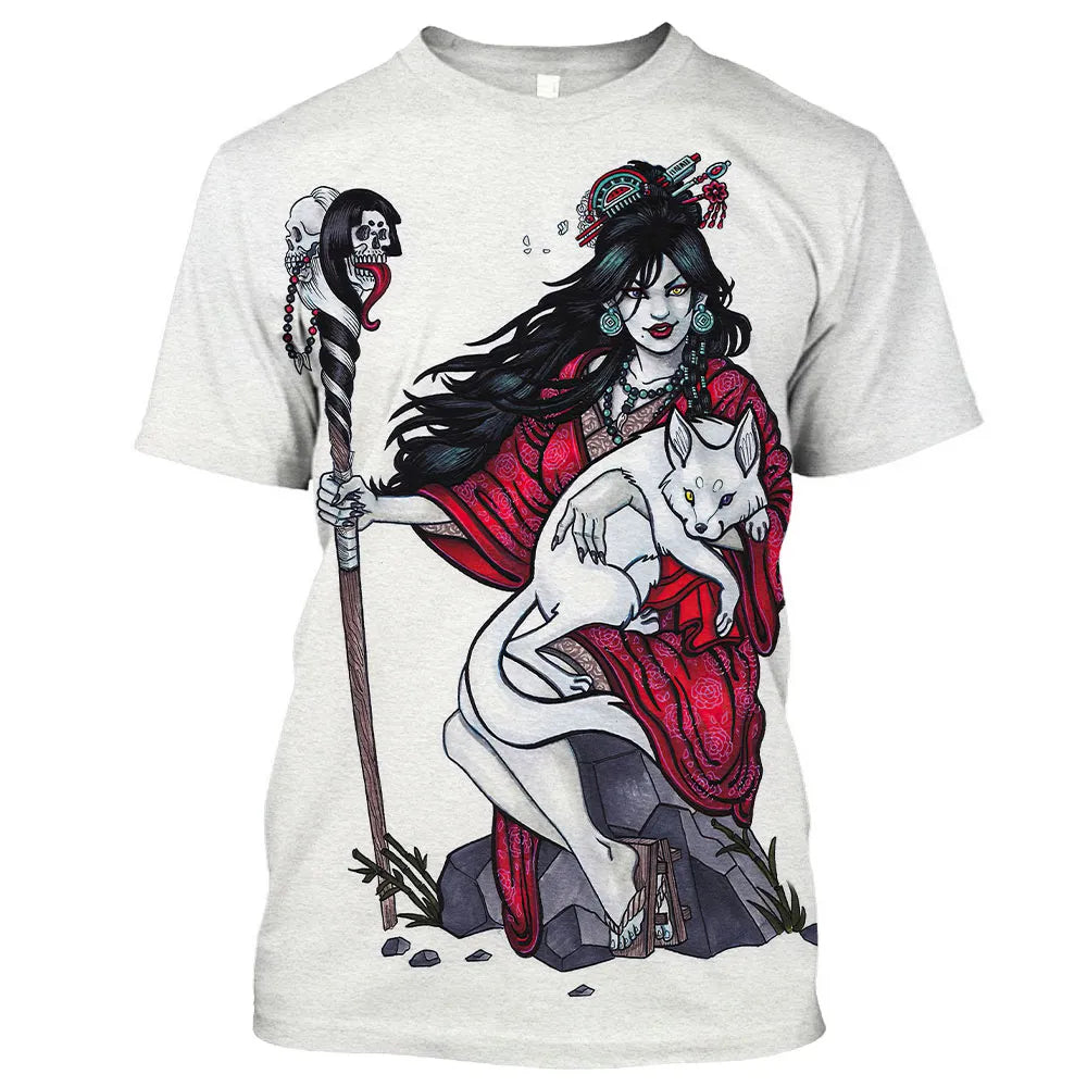 Herren Samurai Oversized 3D T-Shirt Rundhals Unisex Sommer Streetwear