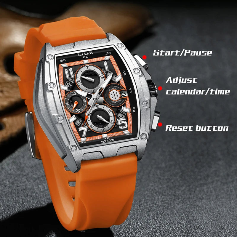 Herren Armbanduhr Silber Schwarz Edelstahl Quarzuhr Luxus Chronograph Business
