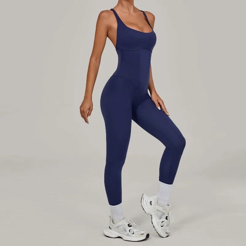 Tuta intera Sportiva Donna Rompers Pantaloni Yoga Palestra Sexy Jumpsuit Tutina